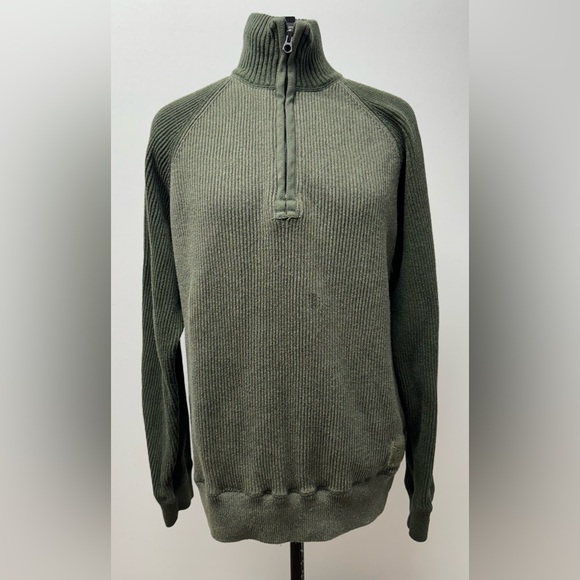 Polo Jeans Company Men’s L Sweater 1/4 Zip Pullover Olive Green - Picture 3 of 9
